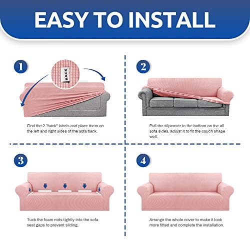 KEKUOU Stretch Oversized Couch Covers for Sofa Slipcover,Dusty Pink