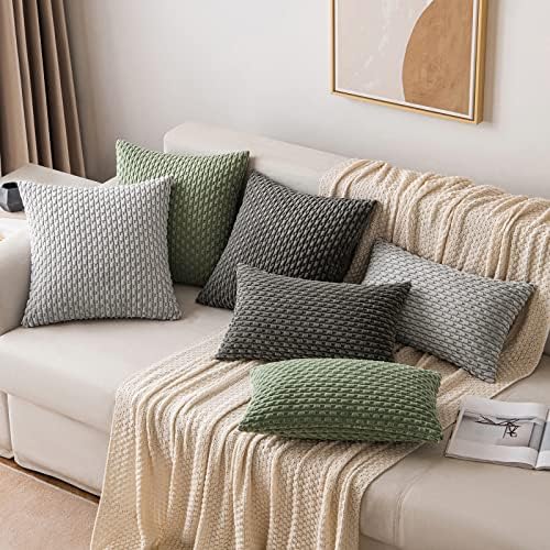 MIULEE Decorative Throw Pillow Covers 20x20 Dark Grey Textured Corduroy