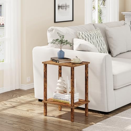 TUTOTAK End Table, Side Table, Nightstand, 2-Tier Storage Shelf