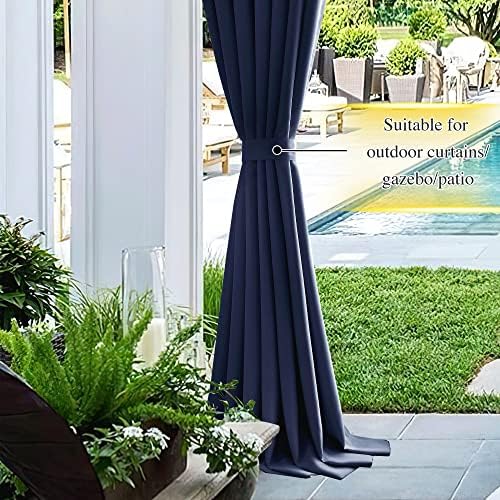 NICETOWN Magnetic Curtain Tiebacks Modern Handmade Tie Backs Decorative Curtain Holdbacks for Drapes (Navy Blue,15 X 4 Inches, Set of 4)