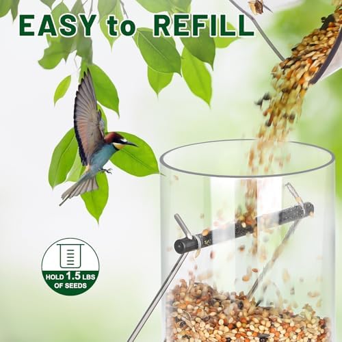FEED GARDEN Tube Bird Feeder 2 Pack, 15 Inch Plastic Hanging Bird Feeder