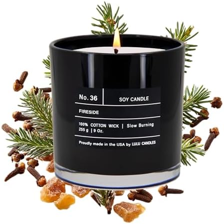 Lulu Candles | Fireside | Smells Like a Bonfire | Luxury Scented Soy Jar Candle | Hand Poured in The USA | Highly Scented Long Lasting (9 Oz.)