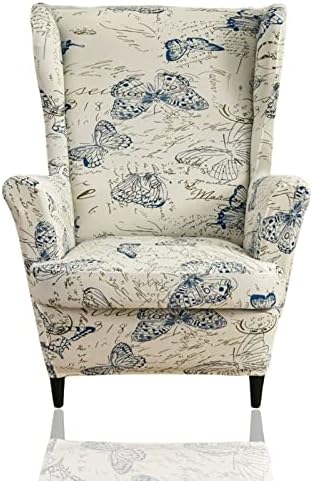 Wing Chair Slipcover, 2-Piece Printed Wingback Chair Cover