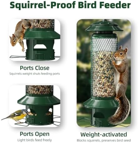 Squirrel Proof Bird Feeders for Outdoors Hanging, Chew Proof Bird feeders