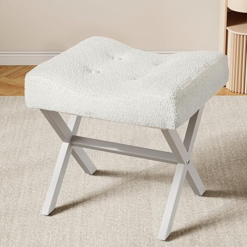 Memobarco 18-Inch Large Vanity Stool Chair, White Makeup Stool