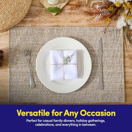 Sweet Home Collection 100% Cotton Placemats for Dining Room Rectangle Two Tone Woven Fabric 13" x 19" Soft Durable Table Mat Set, Set of 4, Taupe