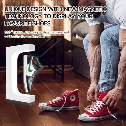Levitating Shoe Display Stand Holer, Magnetic Levitation Floating Sneakers Rack Holder with 16 Colors Remote Control,360° Self-Rotation Exhibition for Shoes Collectors Adv