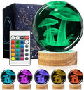 3D Mushroom Crystal Ball Night Light with Remote Upgraded 3.15 In Mushroom Glass Ball Table Lamps with 16 Color Led Wooden Base for Birthday Xmas Cute Mushroom Room Decor Gifts for Kids Women Teen