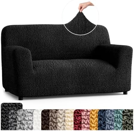 PAULATO Premium Stretch Couch Covers for Sofa - Sofa Chair Cover Washable, Dogs & Pets Friendly - Elastic Polyester Loveseat Slipcovers - Non-Slip Love Seat Couch Covers - Black (40"-63" Wide)