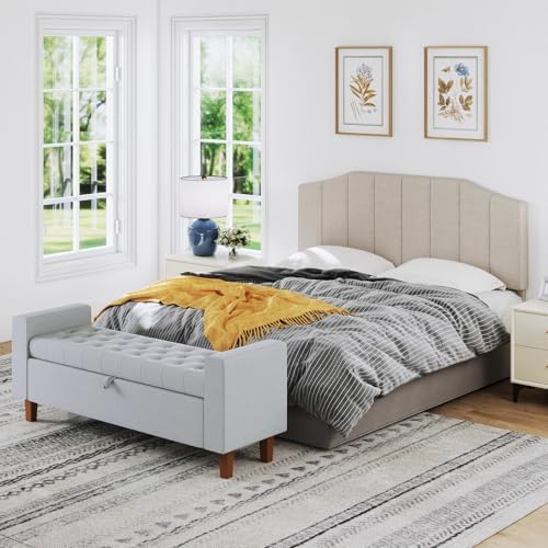 Furpopup Linen Queen Size Headboard Only, Wall and Bed Frame Mount, Beige