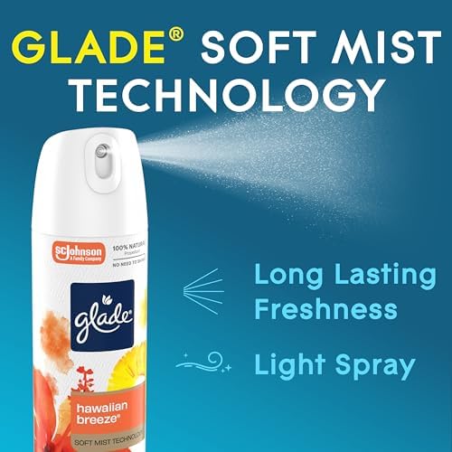 Glade Air Freshener Room Spray, Hawaiian Breeze Scent, Odor Fighting to Deliver Long Lasting Freshness, 7.3 Oz, 6 Count