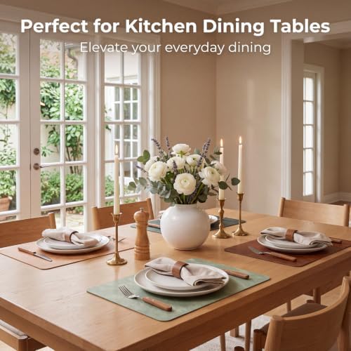 ADRIMER Fall Placemats Set of 4, Heat Resistant Faux Leather, 4 Colors