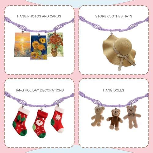 CERETIA 80" Stuffed Animal Organizer Chain, Wall Corner Storage, Purple