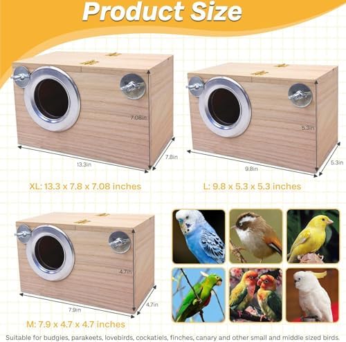 PINVNBY Parakeet Nesting Box Bird House for Cage Wood Mating Breeding Box