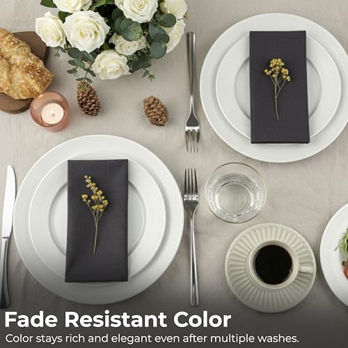 Ramanta Home Charcoal Cotton Dinner Napkins Set of 12, 18x18 Inch