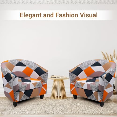 Barrel Chair Slipcovers, 2 Pack Stretch Club Chair Slipcover Sofa Covers with Arms, Removable Soft Armchair Cover Round Couch Furniture Protector for Bar Living Room Bedroom Hotel Counter