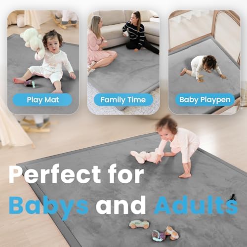1.3" Thick Baby Play Mat for Floor,79x158 Large Memory Foam Tummy Time Mat