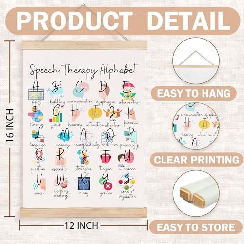 FDHSPAAM Speech Therapy Alphabet Wall Art Decor, Speech Therapy Classroom Decor, SLP Alphabet Educational Wall Art Posters for Classroom Therapist School Counselor Office Home, 12x16 Inch