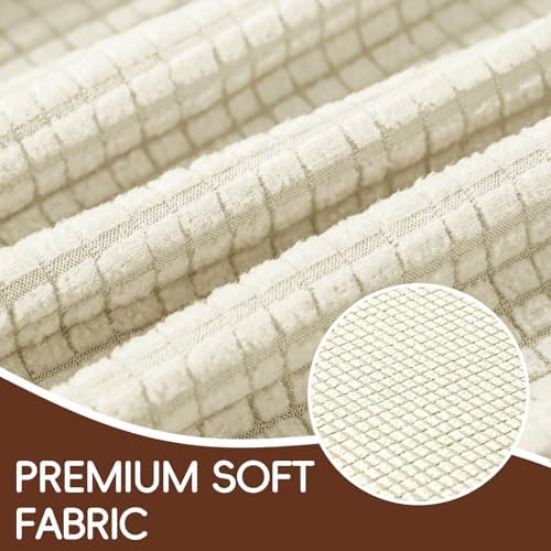 4 Pieces Stretch Couch Covers for 3 Cushion Sofa Cover Decorative Sofa Slipcover Non Slip Washable Thick Soft Elastic Furniture Protector for Pets,(Large, Beige)