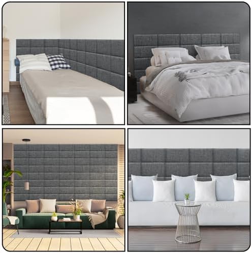 Linen Peel and Stick Headboard, Soundproof Anti-Collision Wall Panel