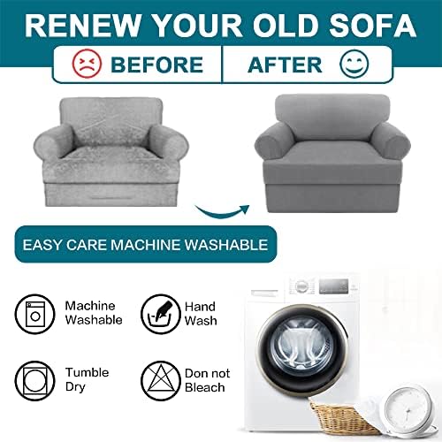 Turquoize T Cushion Chair Slipcover Armchair Slipcover for Living Room Stretch Sofa Couch Cover Soft Armchair Cover Washable Furniture Covers with Individual T Cushion Seat Covers (Chair, Dove)