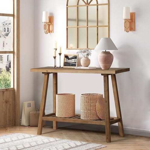 HOKYHOKY Reclaimed Solid Wood Console Table, 43.3" Farmhouse Entryway Table