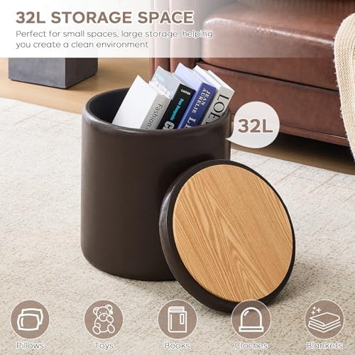 Set of 2 Storage Ottoman, Space Saving Ottoman with Storage for Bedroom