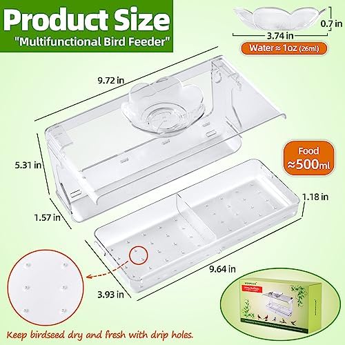 WENMIXER Window Bird Feeder with Non-Marking Self-Adhesive Hooks