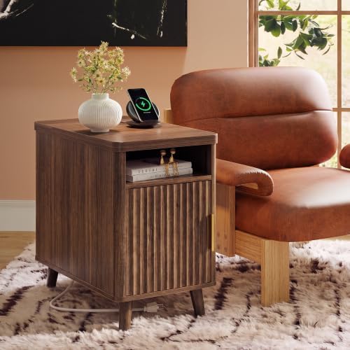 Huuger Narrow End Table with Charging Station, USB-C Port