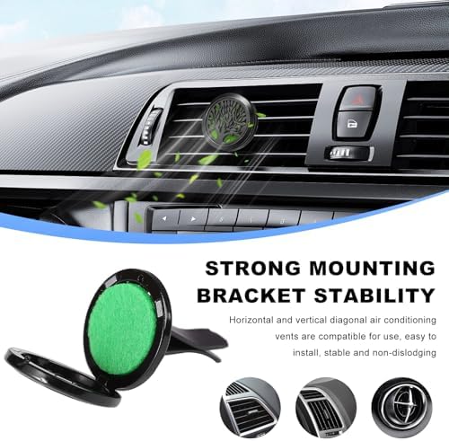 KVAEY 2PCS 30mm Car Diffuser Vent Clips, Tree of Life Aromatherapy Essential Oil Diffuser Locket with 12 Felt Pads, Stainless Steel Car Diffuser Locket Air Freshener (Black)