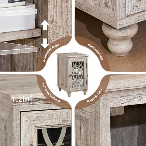 Joaxswe Narrow Side Table Set 2 with Glass Door Storage