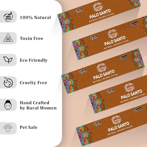 Raajsee Palo Santo Incense Sticks (180 GMS), 100% Pure Organic Natural Hand Rolled Free from Chemicals- Perfect for Aromatherapy, Cleansing, Meditation, and Church (Pack of 12)