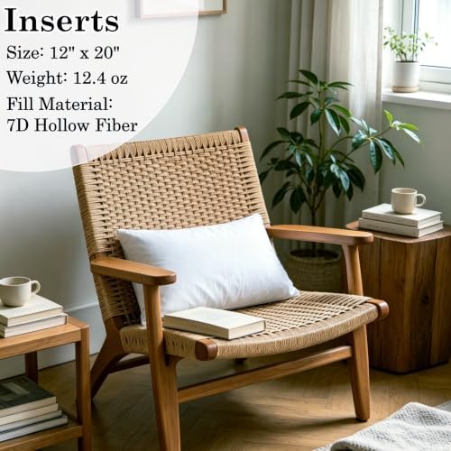 2 Pack Corduroy Decorative Throw Pillow with Inserts, 18x18 Inch Soft Boho Throw Pillow, Square Striped Throw Pillows for Couch, Bed, Sofa Decor (Dark Gray, 12" x 20" (with Inserts))