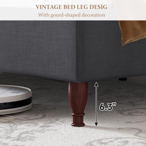 koorlian Full Size Upholstered Bed Frame with 51'' Tall Headboard, Grey