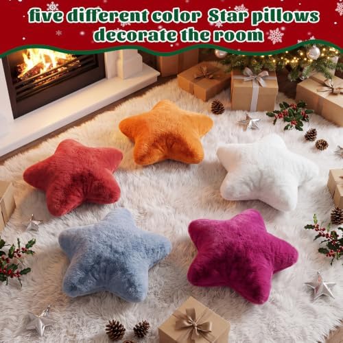 Soaoo 5 Pcs Star Fluffy Pillow Star Shape Pillow, Warm Collection