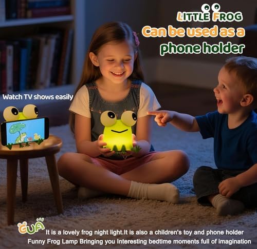 Frog Night Light for Kids, Green Silicone Squishy Dimmable Nursery Lamp