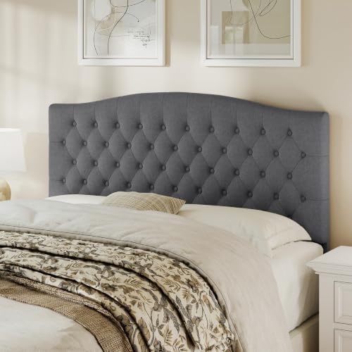 Befurtori Queen Headboard Only, Linen Classic Tufted Design, Dark Gray