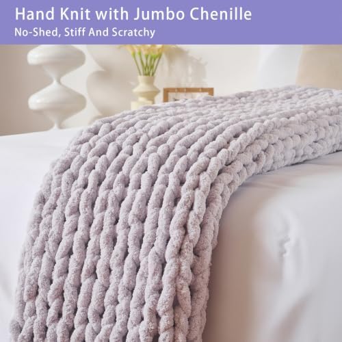 Bigacogo Chunky Knit Throw Blanket for Couch, 40x80 inches, Berry Haze
