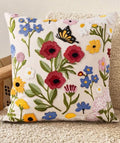 Embroidered Throw Pillow Cover 18x18 Inch, Retro Flower