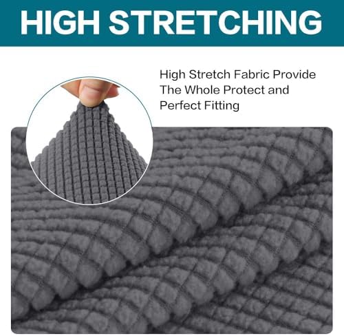 Turquoize 2 Piece Chair Covers Chair Slipcovers for Living Room Small Armchair Chair Cover with Arms Washable Furniture Cover for Chairs Feature Thick Jacquard Fabric (Small Armchair, Charcoal Gray)