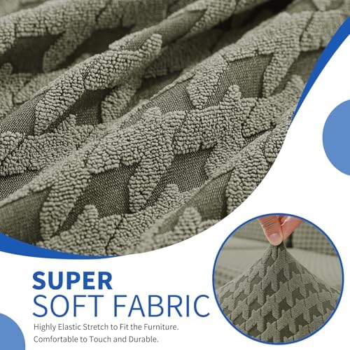 MAXIJIN 4 Pieces Stretch Couch Covers for 3 Cushion Sofa Pet Friendly Couch Cover for Dogs Washable Sofa Slipcovers Thick Soft Furniture Protector with Non Slip Strap (Army Green, 71"-91")