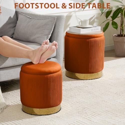Royal Windsor Round Ottoman with Storage Set of 2, Storage Vanity Stool