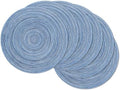 SHACOS Round Braided Placemats Set of 6 Circle Place Mats Kitchen Table Mats for Dining Table Wedding Party (Blue Gray, 6)