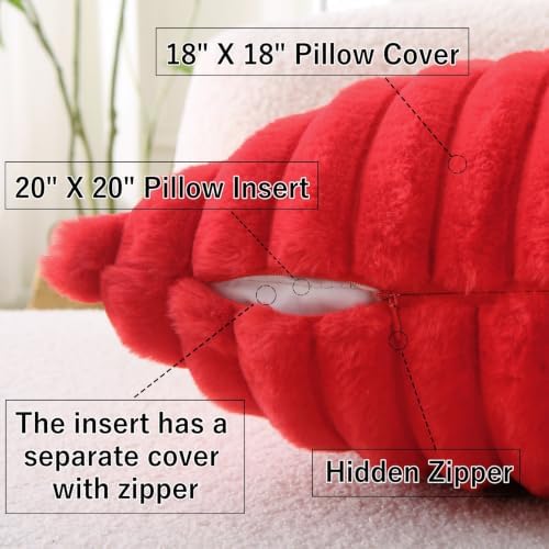 Decorative Throw Pillow with Inserts, Set of 2 Soft Faux Fur Throw Pillows, Square Boho Striped Pillow for Couch, Bed, Sofa Decor