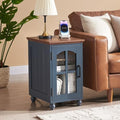 RWYHG Narrow Side Table, Farmhouse Nightstand with Charging Station