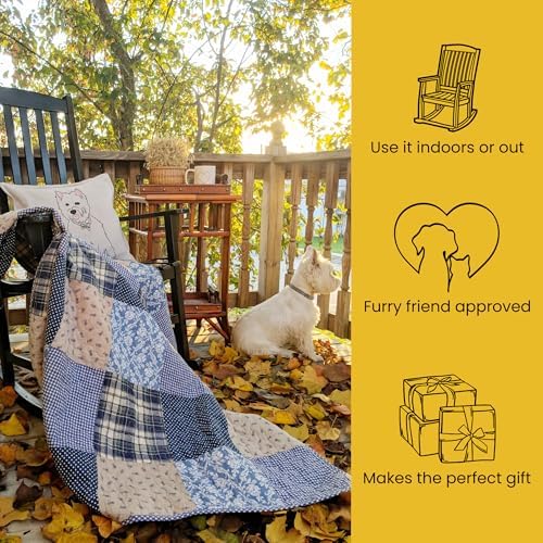 SLPR - Cotton Quilted Throw Blanket, 50" x 60" Blue Patchwork Lap Quilt