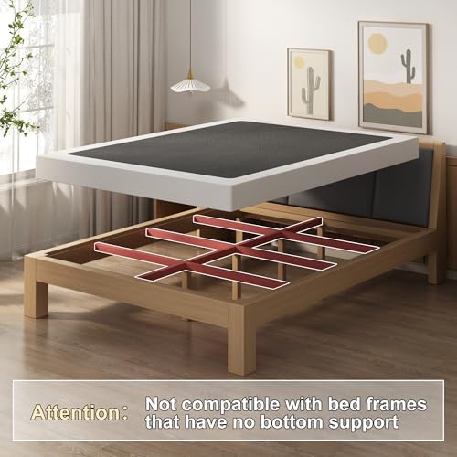 EMODA 4 Inch California King Box Spring Heavy Duty Bed Base with Cover