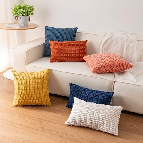 Pack of 2 Corduroy Decorative Throw Pillow Covers 12x24 Inch, Light Brown