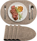Faux Leather Oval Placemats Set of 4, Apricot
