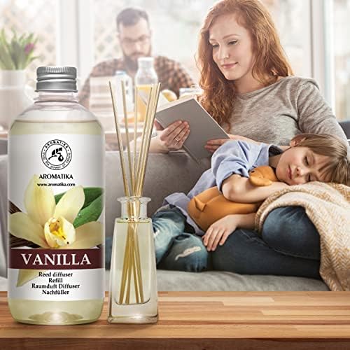 Vanilla Reed Diffuser Refill with Natural Vanilla Essential Oil – 17 Fl Oz – Fresh, Long-Lasting Fragrance for Aromatherapy, Home, Office & Spa